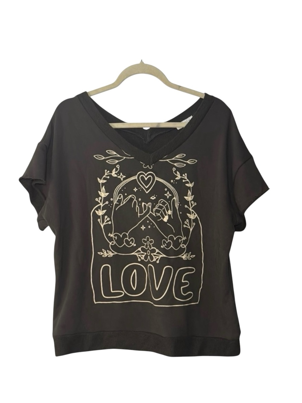 BUCKETLIST Love Graphic Short Sleeve Sweatshirt size S